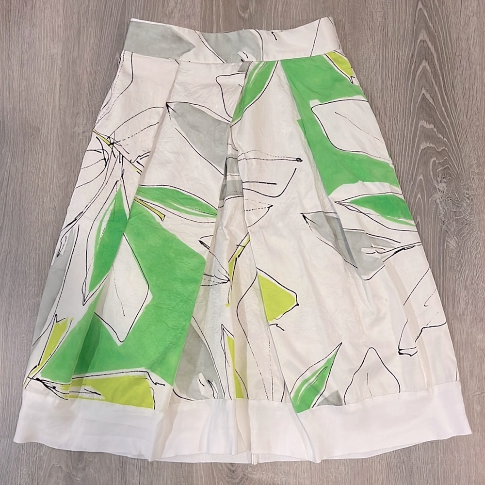 MILLY Watercolor Floral A Line Pleated Skirt